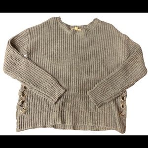 Gray Sweater With Grommets On Sides By It’s Our Time